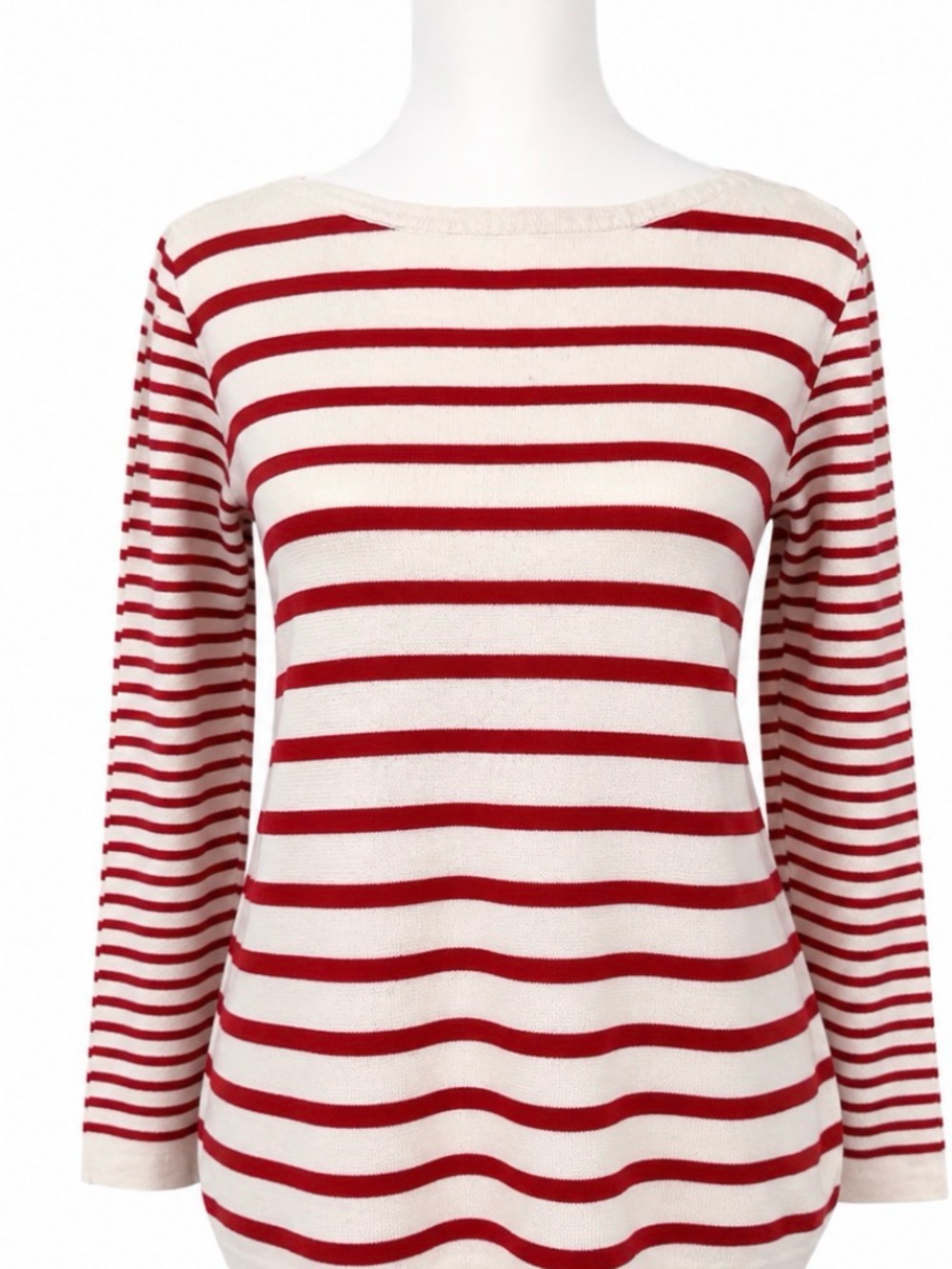 J. Crew Red and White Striped Long Sleeve Top
